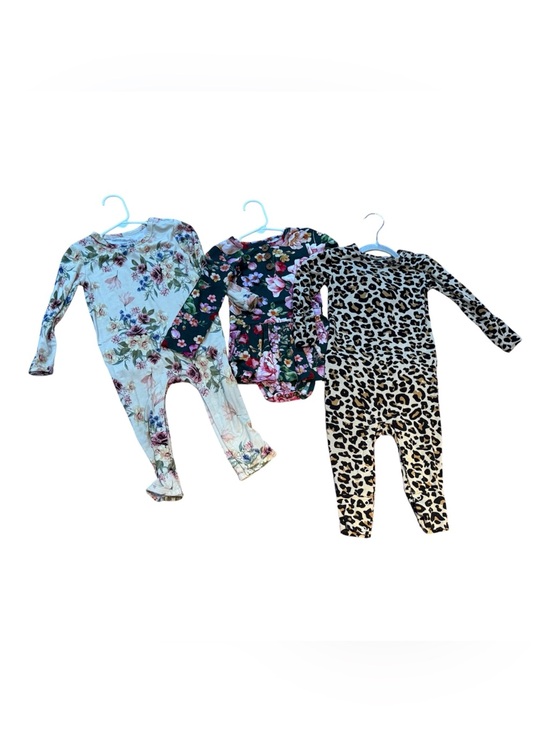Posh Peanut Other - Posh Peanut bundle of 3 18-24m bamboo long sleeve onesies- floral and leopard